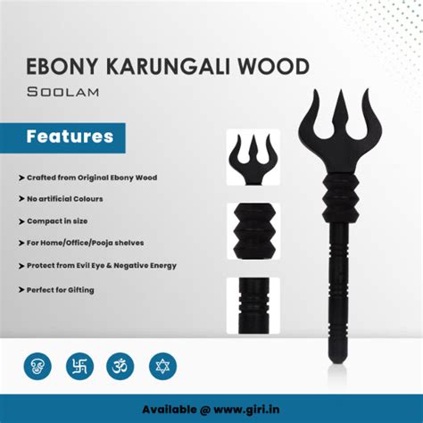 Karungali Soolam - 6 X 2 Inches | Ebony Trishul/ Karungali Astras/ Sul