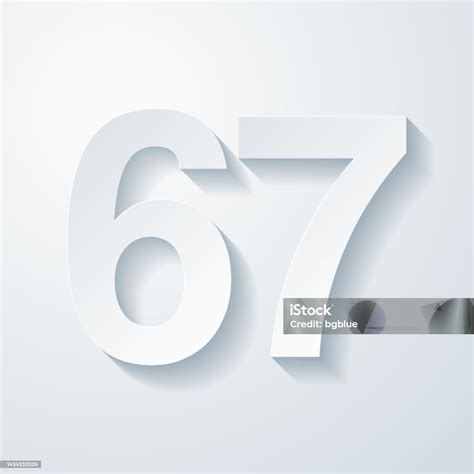 Ilustración de 67 Número Sesenta Y Siete Icono Con Efecto De Corte De ...