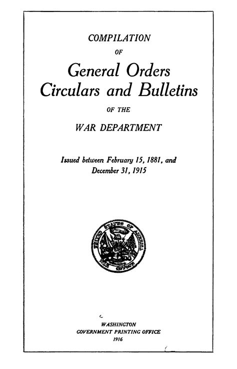Compilation of General Orders, Circulars and Bulletins of the War ...