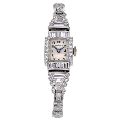 1960s Vintage Hamilton Diamond Platinum Ladies Cocktail Watch at ...