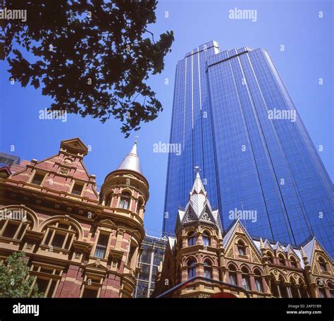 Modern and Neo-gothic architecture, Collins Street, Melbourne, Victoria ...