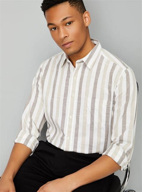 Buy Men Striped Slim Fit Shirt Online at just Rs. 999.0 - 1000014707817 ...