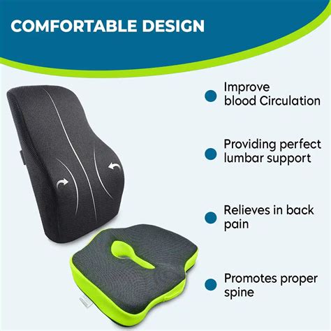 Coccyx Seat Cushion & Lumbar Support Combo | Sciatica, Tailbone Pain ...