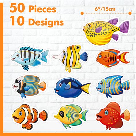 Snapklik.com : 50 PCS Tropical Fish Cutouts, Double-Sided Printing Fish ...