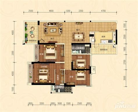 湛江顺江帝景城顺江帝景城二期帝峯14号楼03户型户型图_首付金额_4室2厅2卫_130.0平米 - 吉屋网