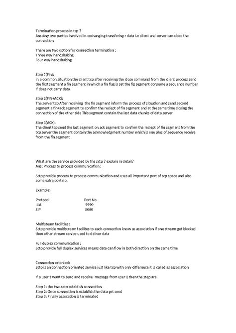 Termination process in tcp - Termination process in tcp? Ans:Any two ...