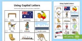 Using Capital Letters Worksheet - Primary Resources - Twinkl