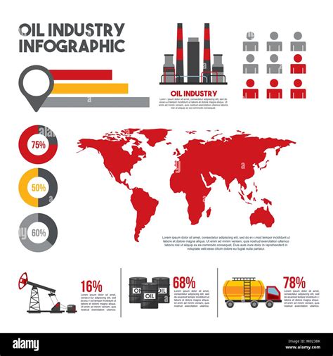 oil industry infographic world production distribution and petroleum extraction business ...