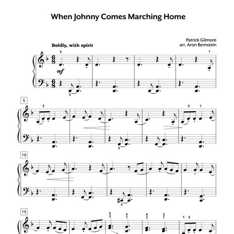 Piano Sheet Music | When Johnny Comes Marching Home