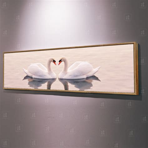 Two Swan Love in the Lake Canvas Painting Wall Art Print, Decorative M ...