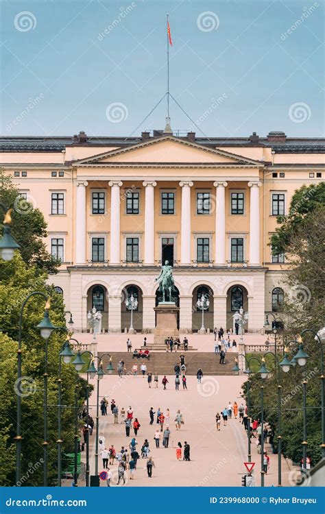 Oslo, Norway. People Walking Near Royal Palace (Det Kongelige Slott) in Oslo, the Capital of ...
