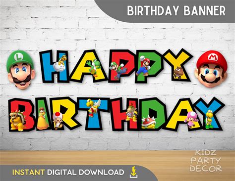 Super Mario Happy Birthday Banner Mario Birthday Banner - Etsy Canada
