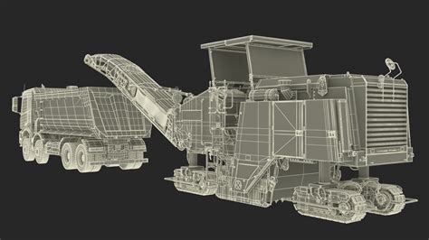 3D Road Milling Machine Loads Milled Asphalt into the Dump Truck Rigged ...
