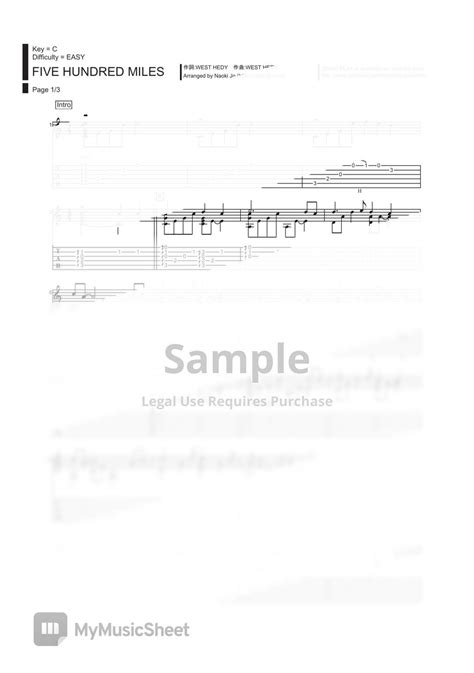 Sakura Fujiwara - 500 miles Sheet Music by Naoki Jo