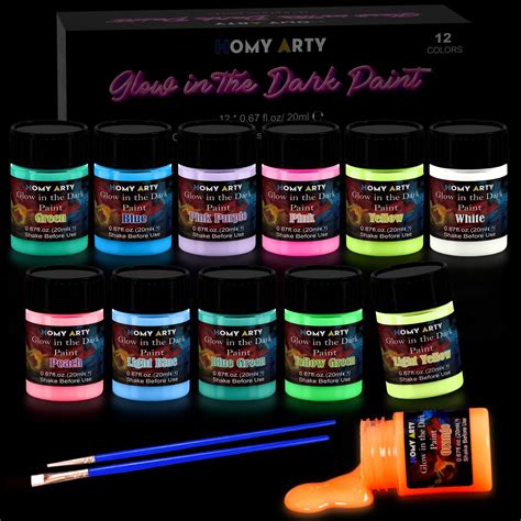 Amazon.com: Roizefar Glow in the Dark Paint, 10 Colors Acrylic Textile ...