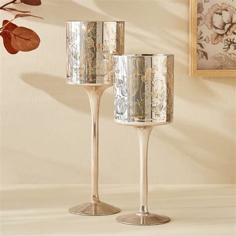 Buy Wables Glen Ivy Set of 2 Glass Pedestal Candle Holders from Home ...