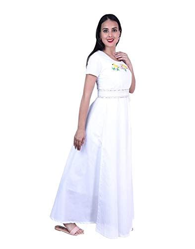 Buy EthIndia 100% Pure Cottonshort Sleeve Embellished/Embroidery Ankle ...