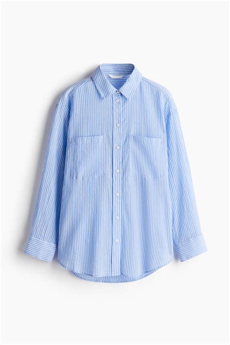 Cotton Shirt - Light blue/striped - Ladies | H&M US