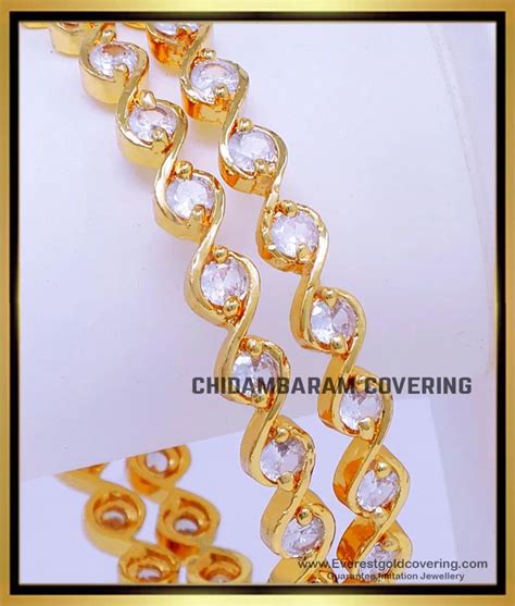 Buy Impon Gold Plated White Ad Stone Bangles for Women