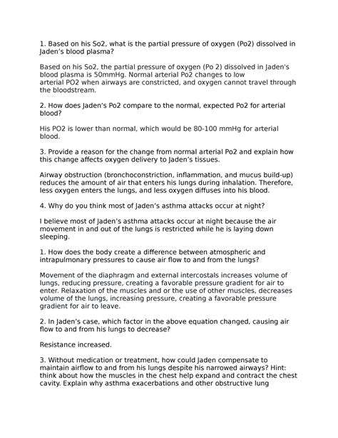 Asthma Case Study - King - Based on his So2, what is the partial ...