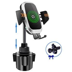 Cup Holder Phone Mount Wireless Car Charger, Auto Clamping QI Fast ...