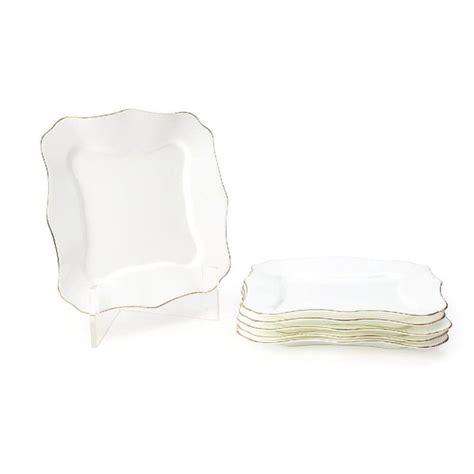 26 Piece Royal Square Opal White with Gold Lining Dinner Set – EZ Life