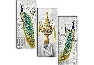 SAF paintings 6 MM MDF Peacock Designer Self Hanging Adhesive Digital ...