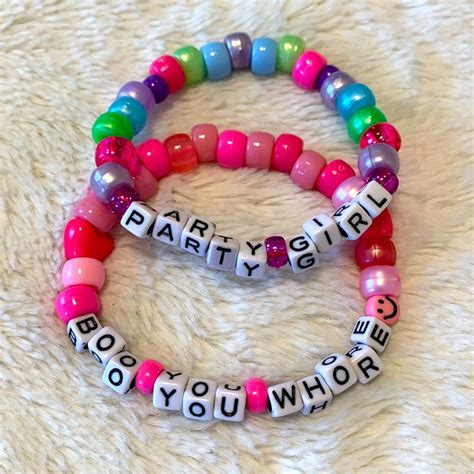 Party Girl Raver Kandi Bracelet 2 Pack in 2024 | Kandi bracelets, Diy ...