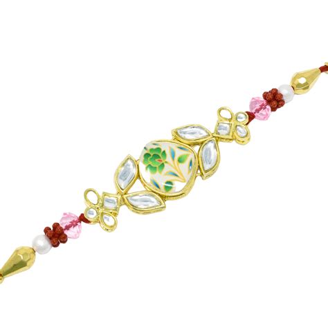 Precious Kundan Stone Painted Rakhi set of 2 with Rolichawal n Rakshab ...