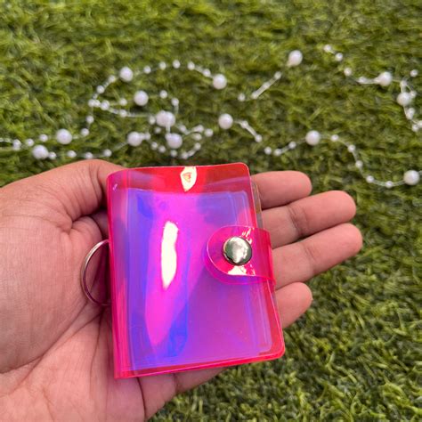 2 Inch Holographic Laser Cute Mini Key Chain Photo Album with Snap But ...