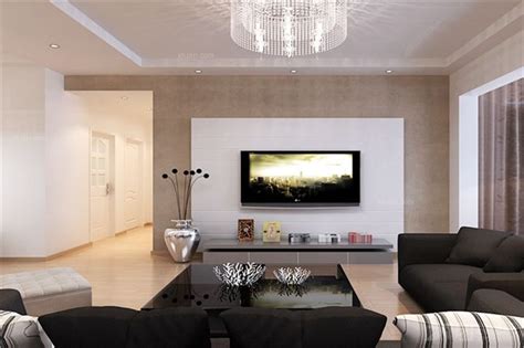 简约美式客厅嵌入式电视背景墙装修效果图 – 设计本装修效果图