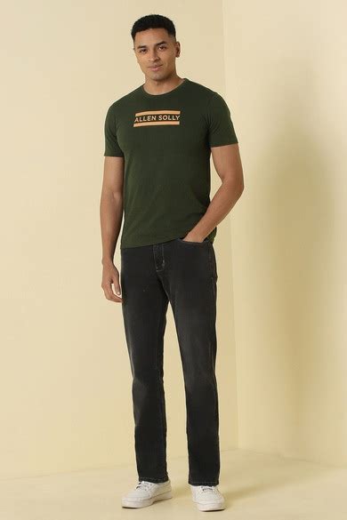 Buy Men Olive Graphic Print Crew Neck T-shirt Online - 39837702 | Allen ...