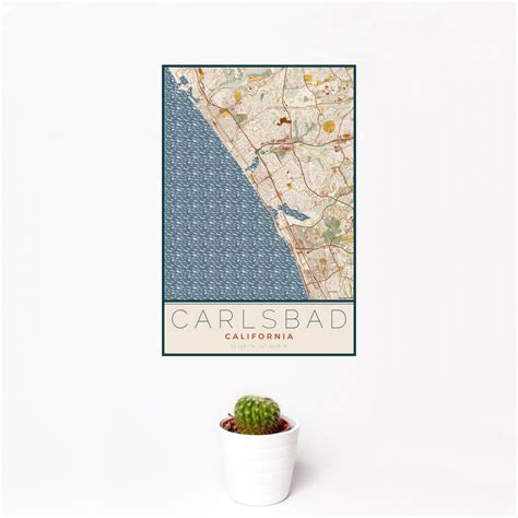 Carlsbad - California Map Print in Woodblock — JACE Maps