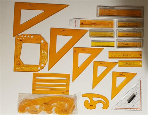 my collection of squares rulers and templates, all from rOtring. : r ...