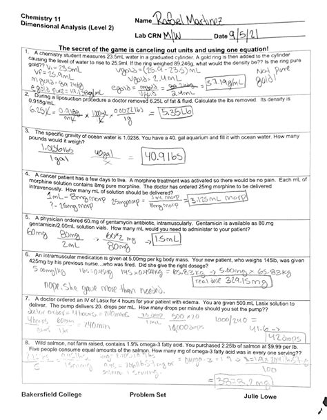 Image result for Dimensional Analysis Worksheet with Answer Key