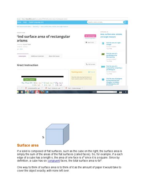 Image result for Surface Area Notes