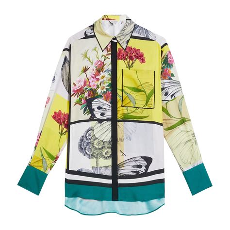 Buy Women White Longline Botanical Patchwork Shirt Online at The ...