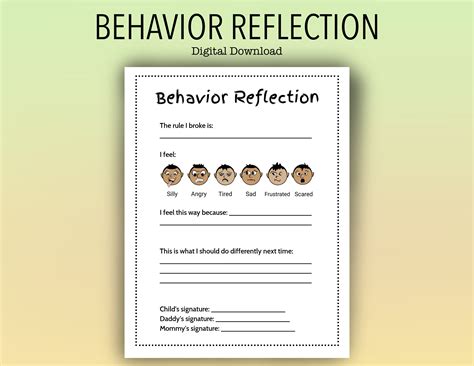Behavior Reflection Worksheet Feelings Reflection Template – Top