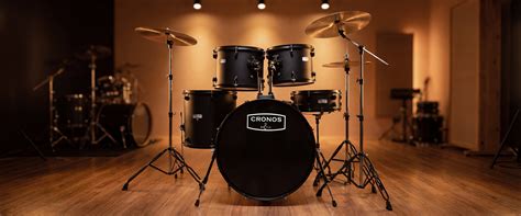 Acoustic Drum Kit | Arctic Cronos 5-Piece Drum Set Black with Cymbals ...