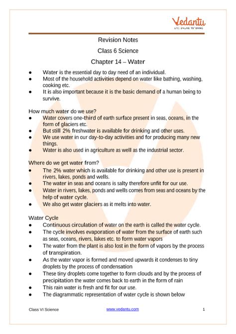 Class 6 Science Water Chapter PDF 的图像结果