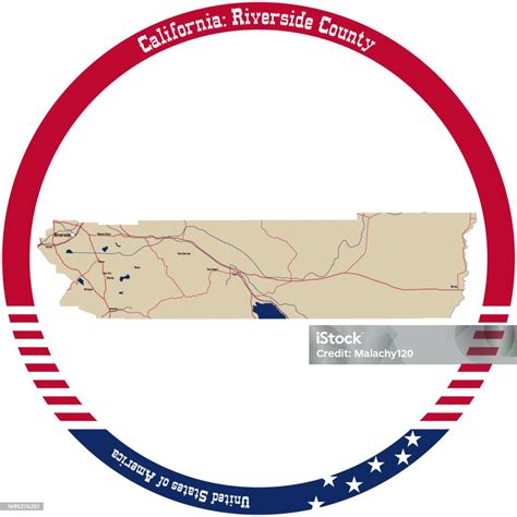 Map Of Riverside County In California Usa Arranged In A Circle Stock ...