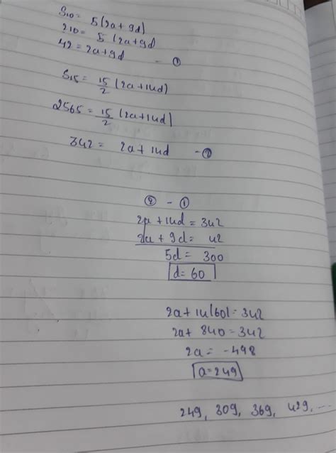 In an AP of 50 terms,the sum of first ten terms is 210 and the sum of ...