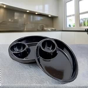 Buy (Pack of 4) Melamine Designer Snacks Platters in Black Colour ...