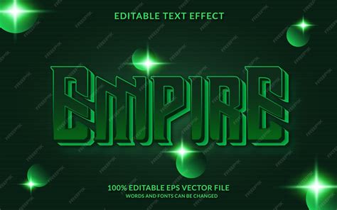 Green bold empire editable text effect | Premium Vector