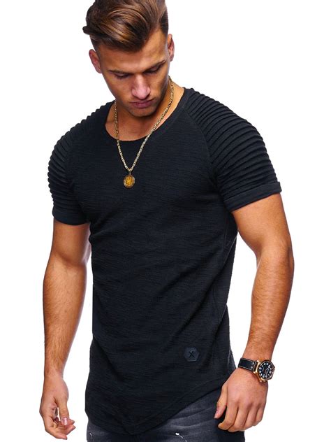 2019夏季新款男士T恤 条纹褶皱插肩袖设计圆领套头短袖 厂家直供-阿里巴巴