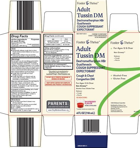 DailyMed - FOSTER AND THRIVE ADULT TUSSIN DM- dextromethorphan hydrobromide, guaifenesin solution