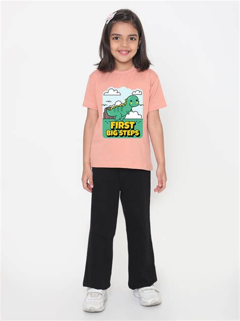 Kids Dinosaur First Big Steps T-shirt for Girls – Faltu.co