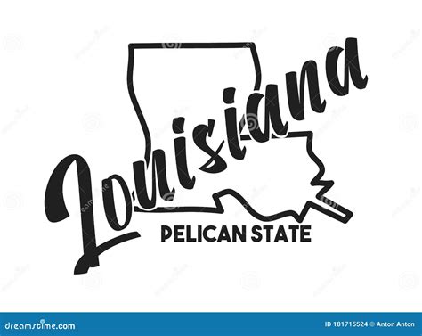 Louisiana Vector Illustration. Pelican State Nickname. United States of America Outline ...