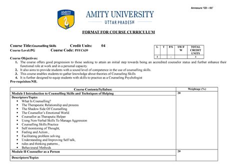 New Syllabus 2127202062915207 - Annexure ‘CD – 01’ FORMAT FOR COURSE ...