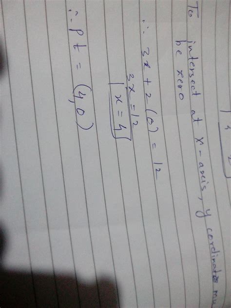 find the point where 3x+2y=12 intersects x axis - Brainly.in